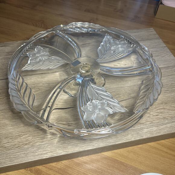 Mikasa Other - Vintage Mikasa Satin Orchid Footed Cake Plate Serving Platter 14.5 Frosted Glass